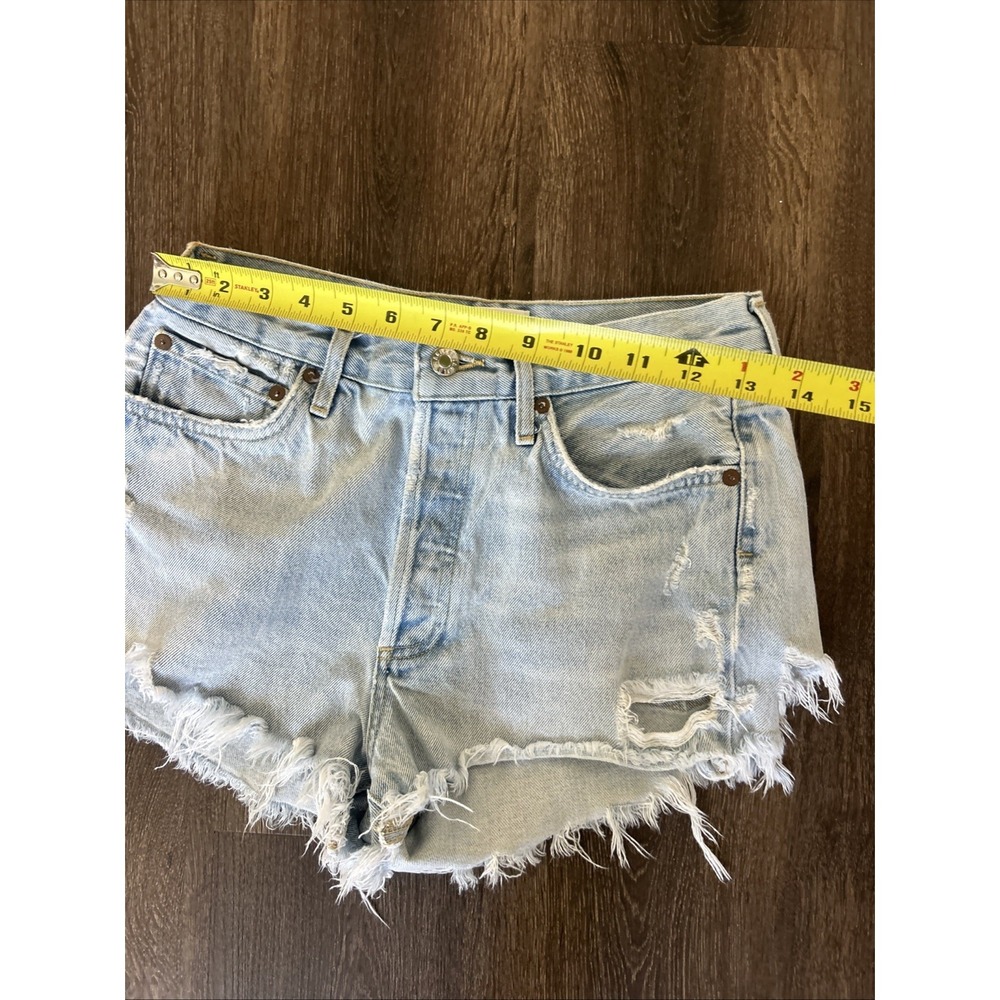 AGOLDE Parker High Rise Distressed Denim Shorts Light Wash Size 26 Boho Festival - Picture 5 of 9